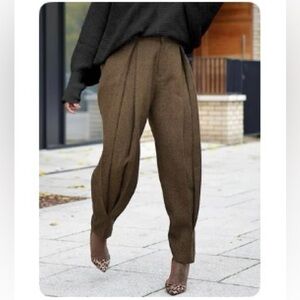 Elegant Brown Tweed Women's Pants